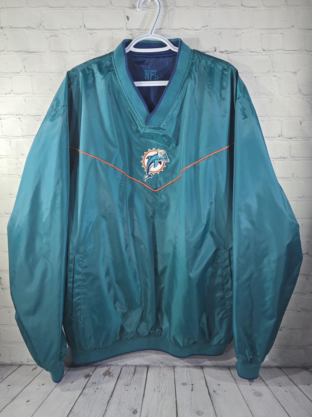 Miami Dolphins NFL Vintage 90’s Men’s XL Reversible Pullover Jacket Windbreaker